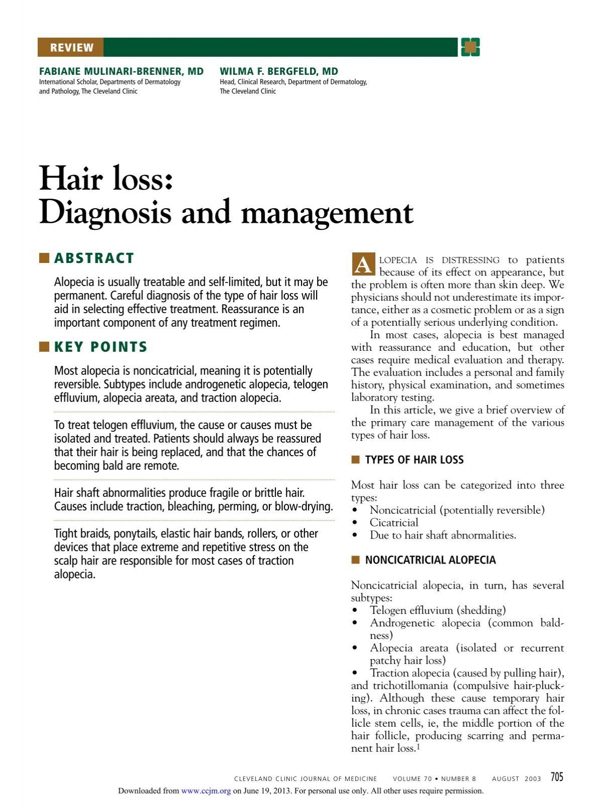 Hair Loss Diagnosis And Management