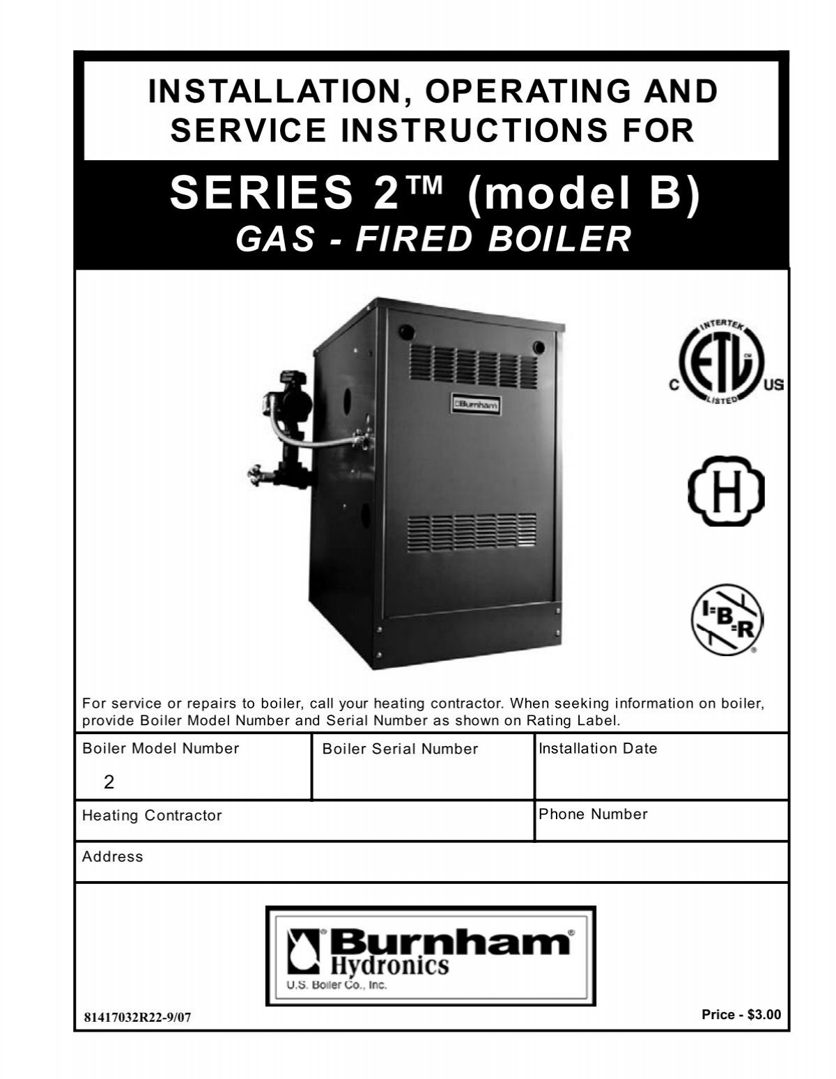 Burnham Boiler Es2 Installation Manual