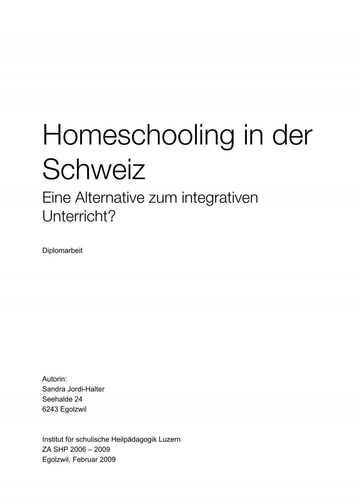 Homeschooling in der Schweiz - Bildung zu Hause Schweiz