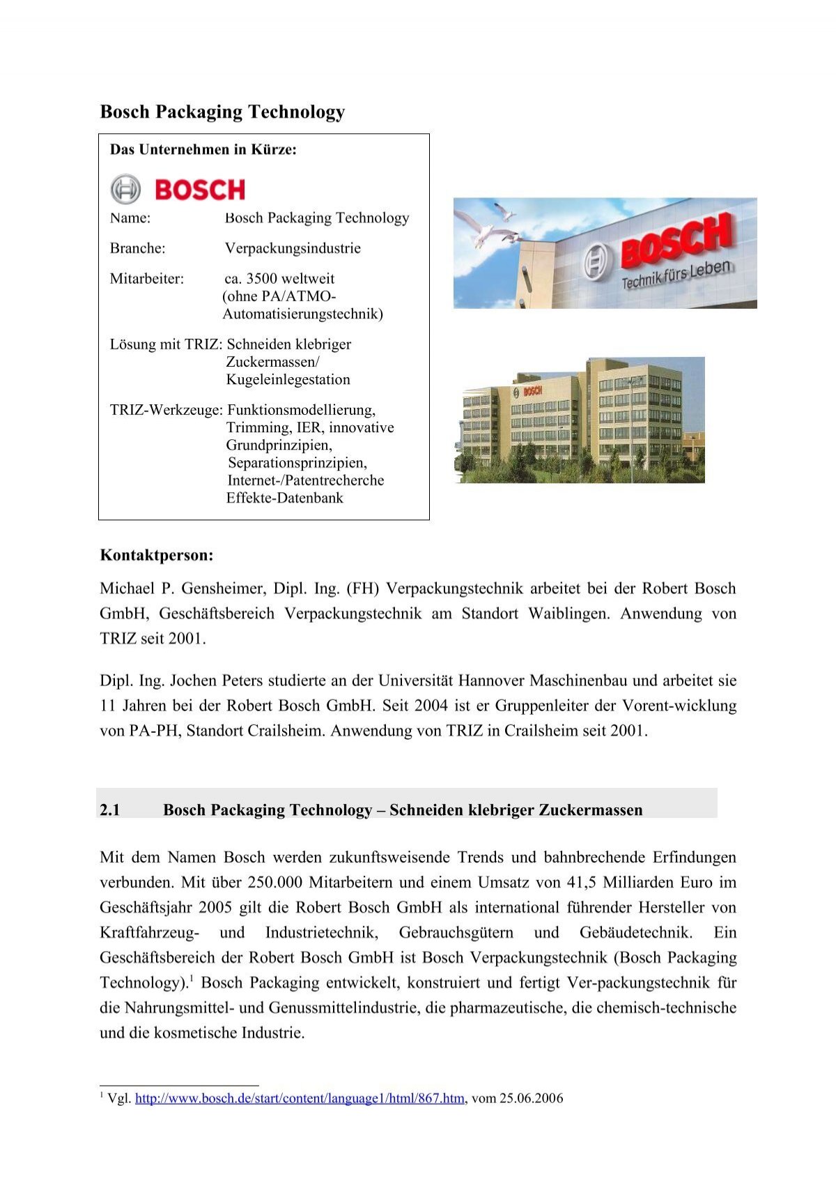 Bosch Packaging Technology Triz Online