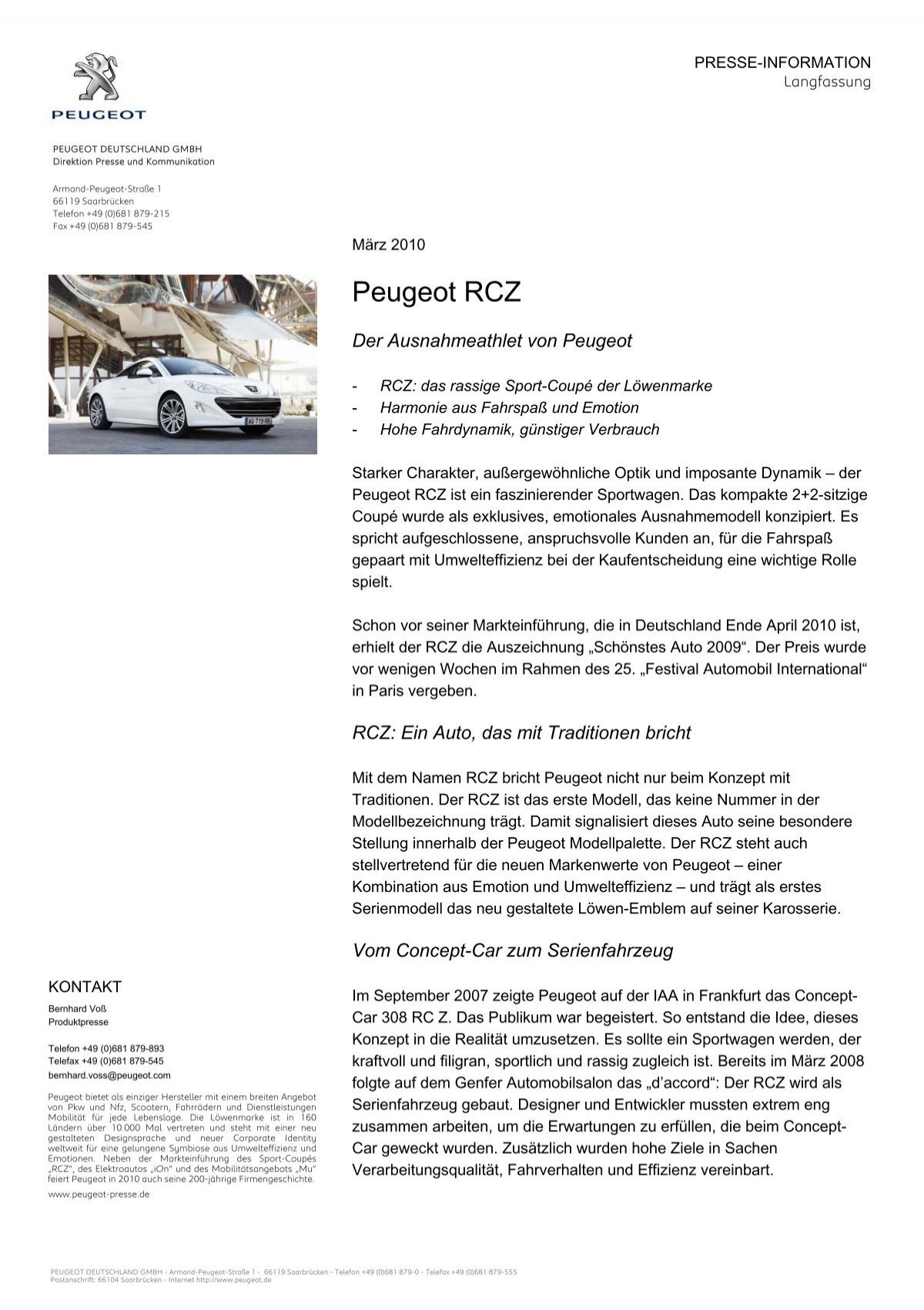 Peugeot Rcz Peugeot Presse