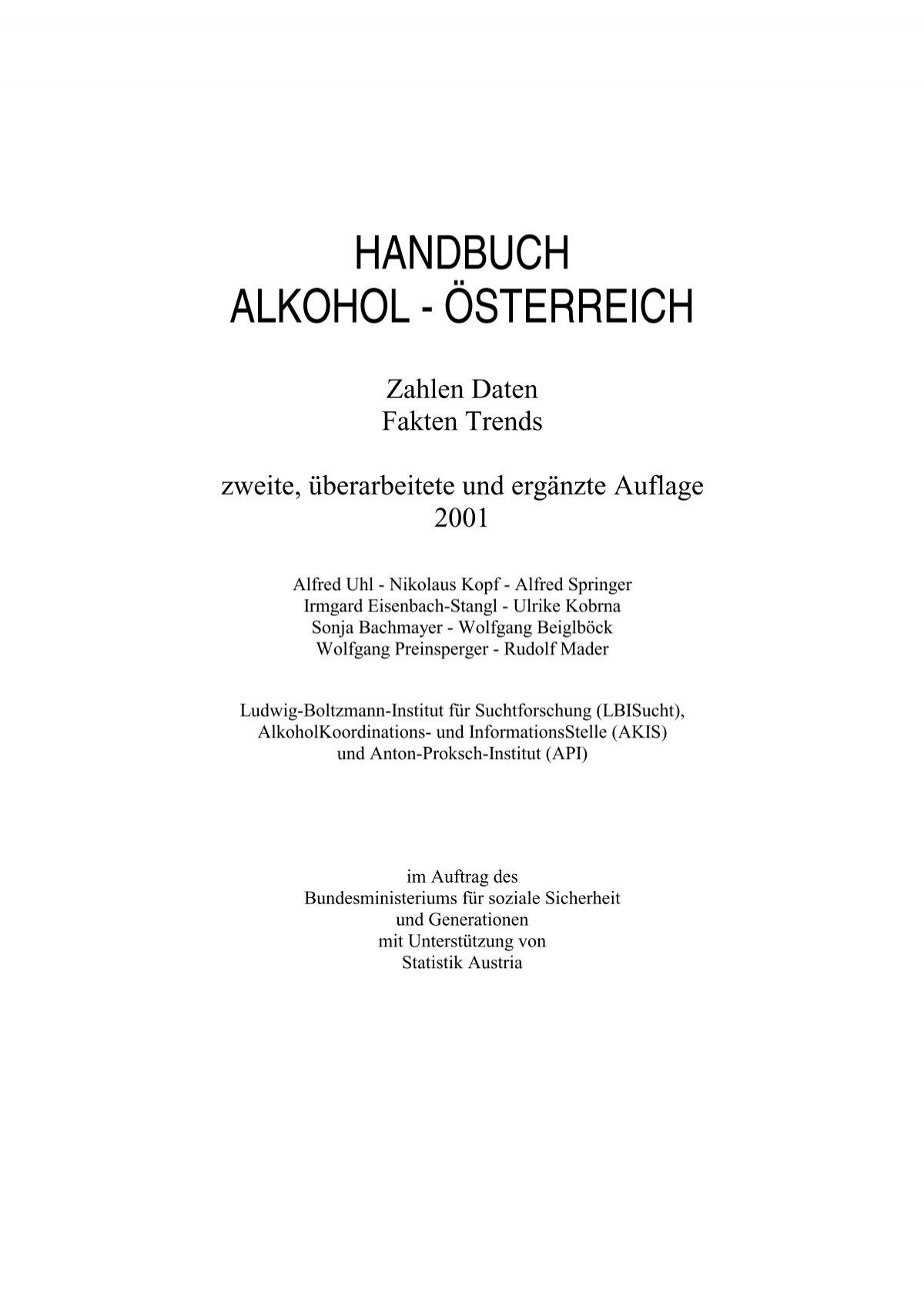 Handbuch Alkohol A Sterreich