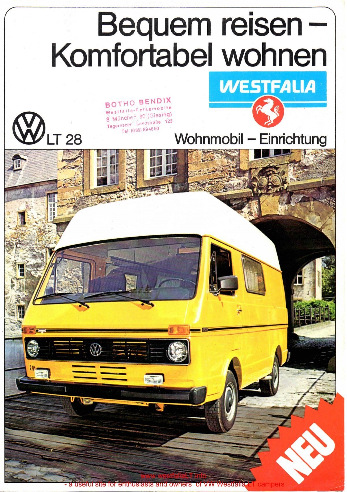Bequem reisen - Komfortabel wohnen - VW Westfalia LT Camper ...