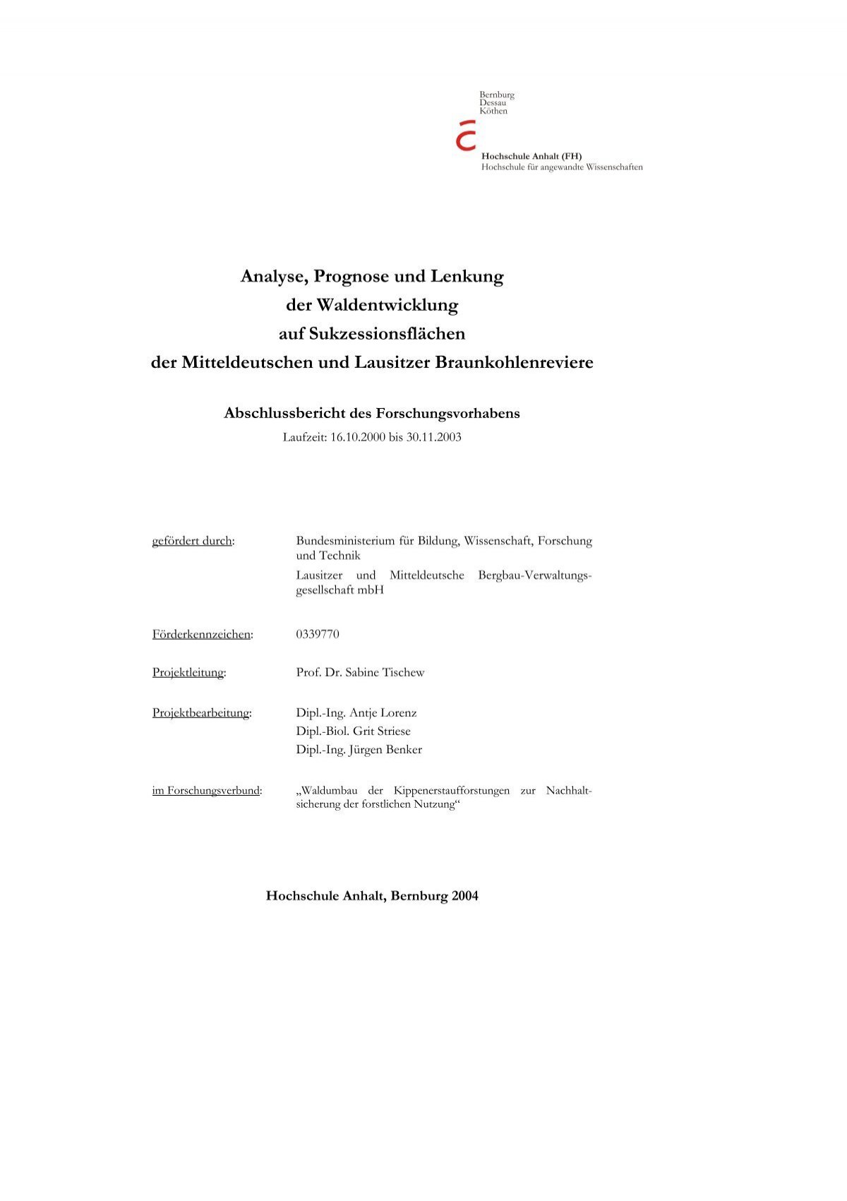 zum Abschlussbericht (pdf) - Hochschule Anhalt