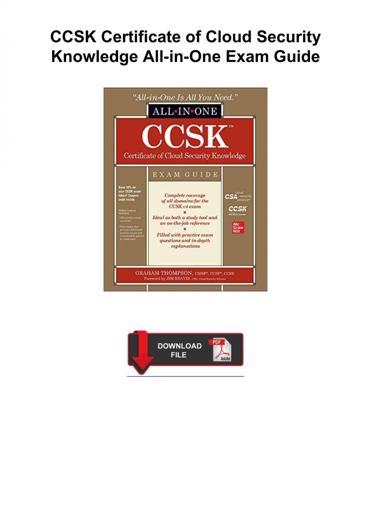 PDF/BOOK CCSK Certificate of Cloud Security Knowledge All in One Exam Guide