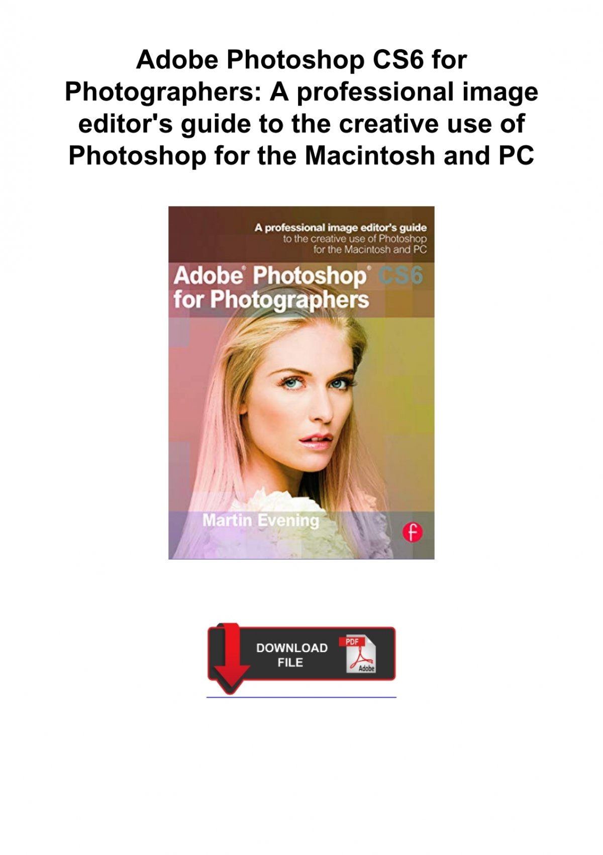 adobe photoshop cs6 for photographers download