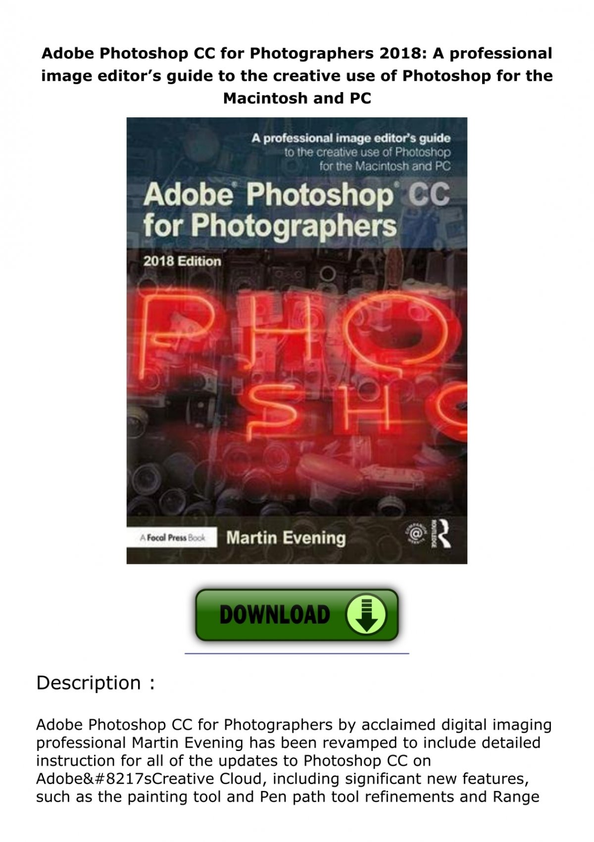 Adobe photoshop cc for photographers 2018 pdf download after effects clouds download