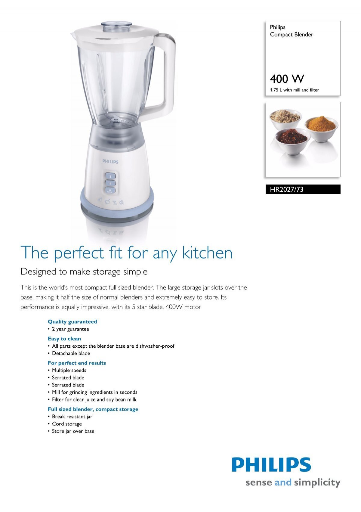 HR2027/73 Philips Compact Blender