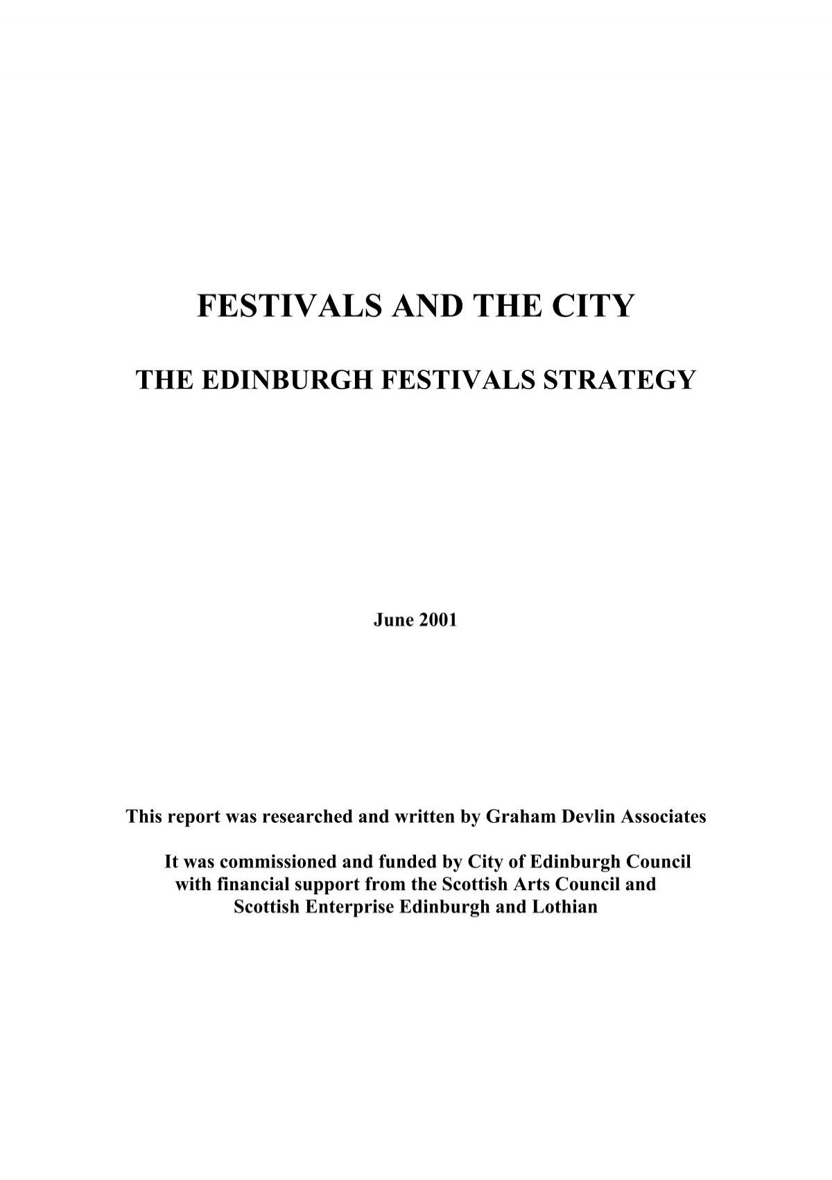 The Edinburgn Festivals Strategy Edinburgh Efa