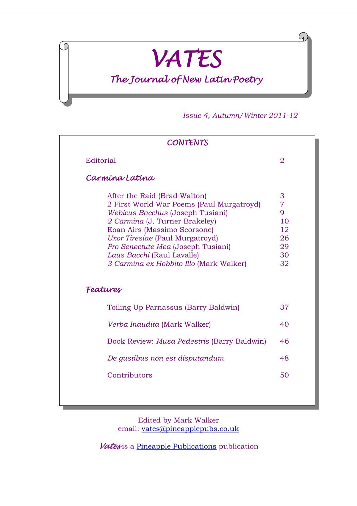 The Journal Of New Latin Poetry Pineapple Publications