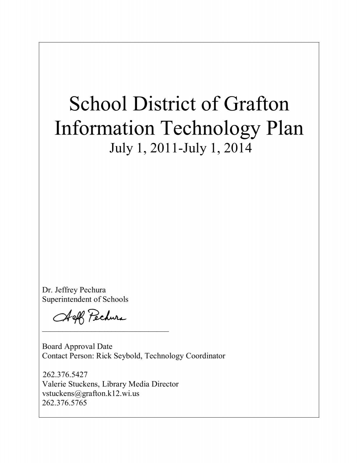 School District of Grafton Information Technology Plan