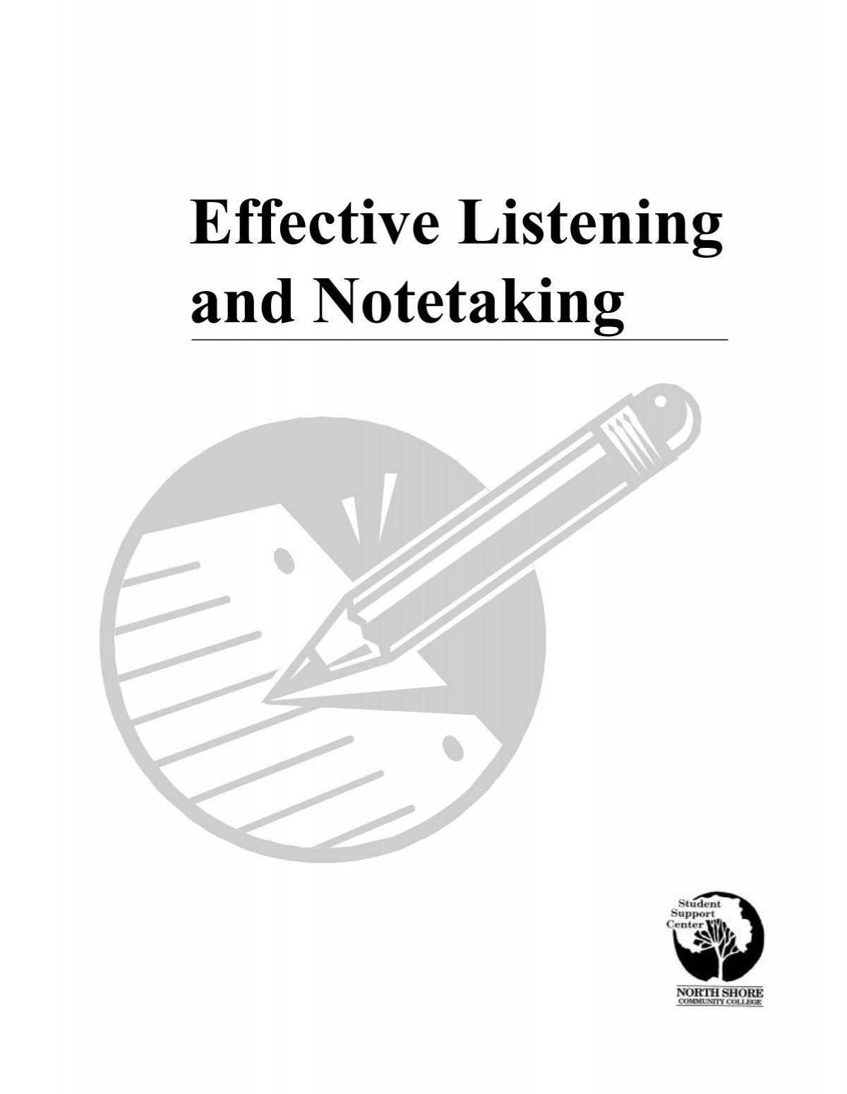 Effective Listening And Notetaking North Shore Community College 