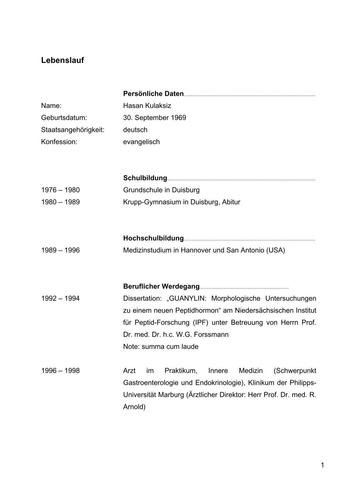 Curriculum Vitae Publikationen Spital Waldshut