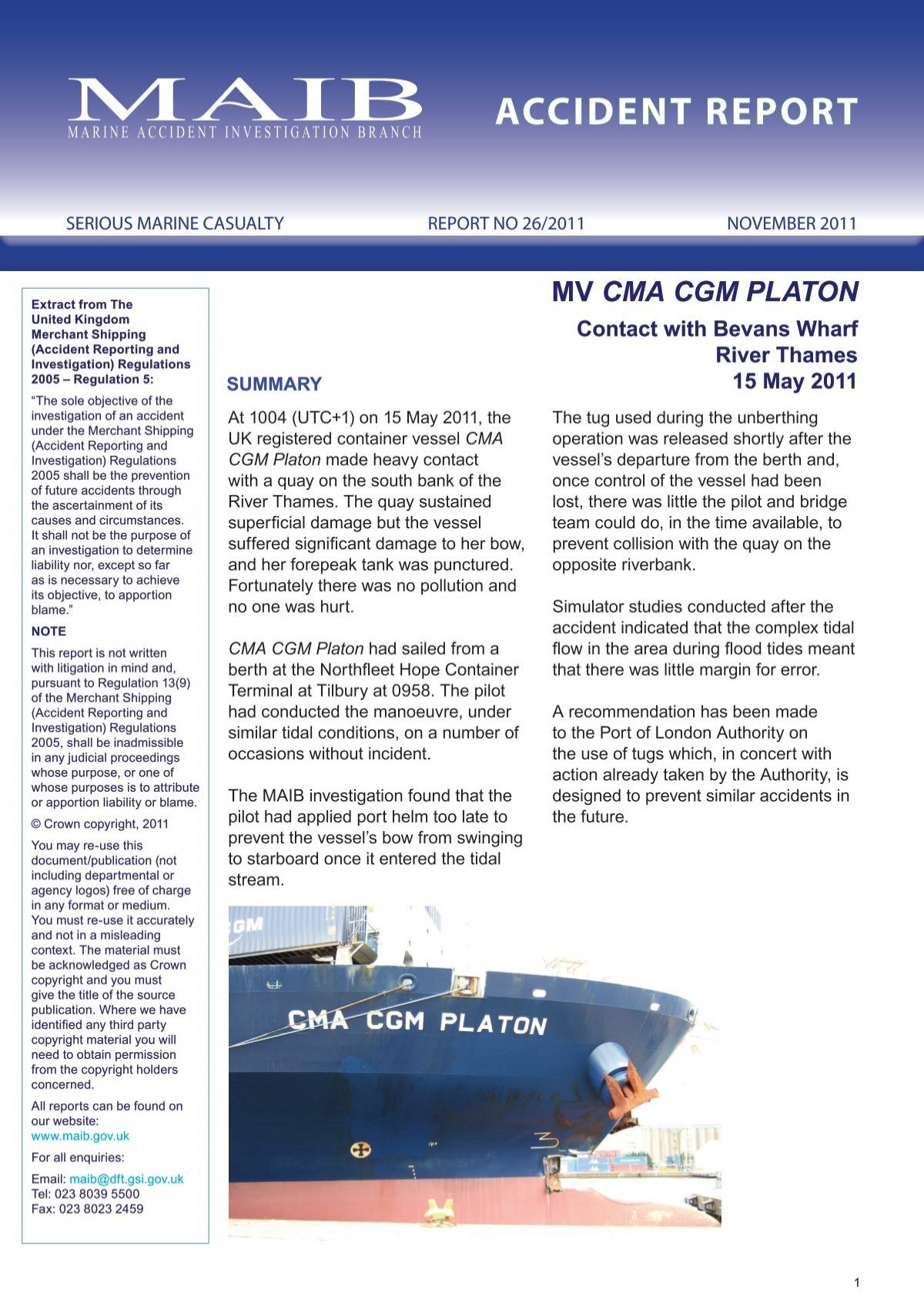 Marine Transportation Safety Investigation Report M16C0016