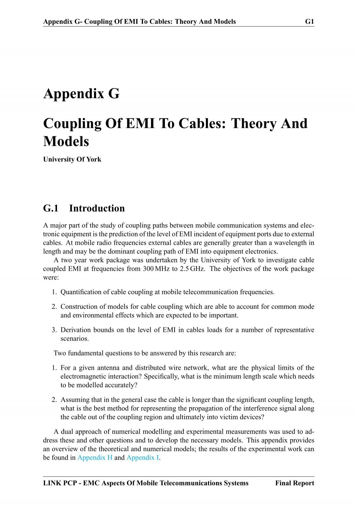 Coupling Of Emi To Cables Applied Electromagnetics Group