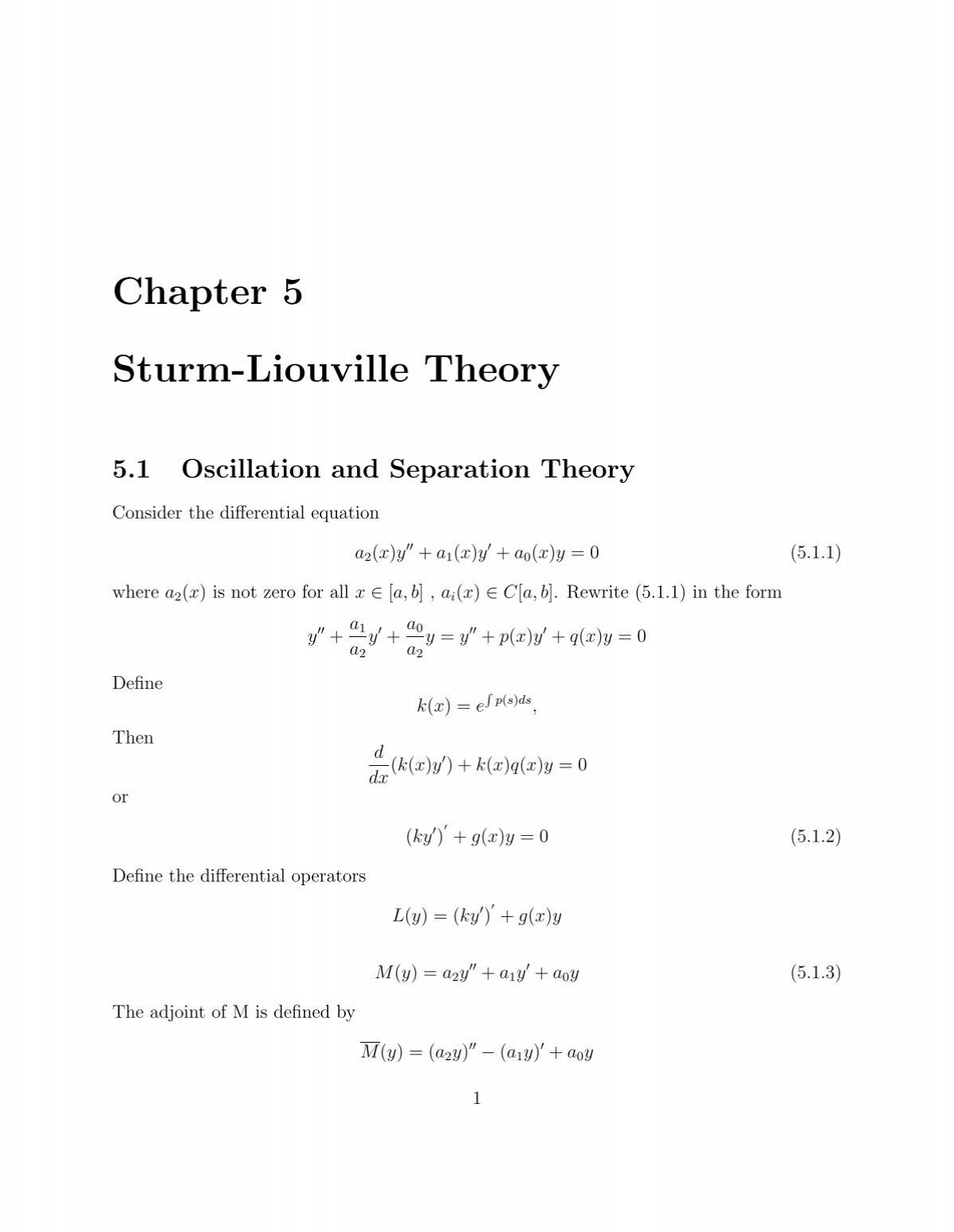 Ode Chapter 5 Sturm Liouville Theory