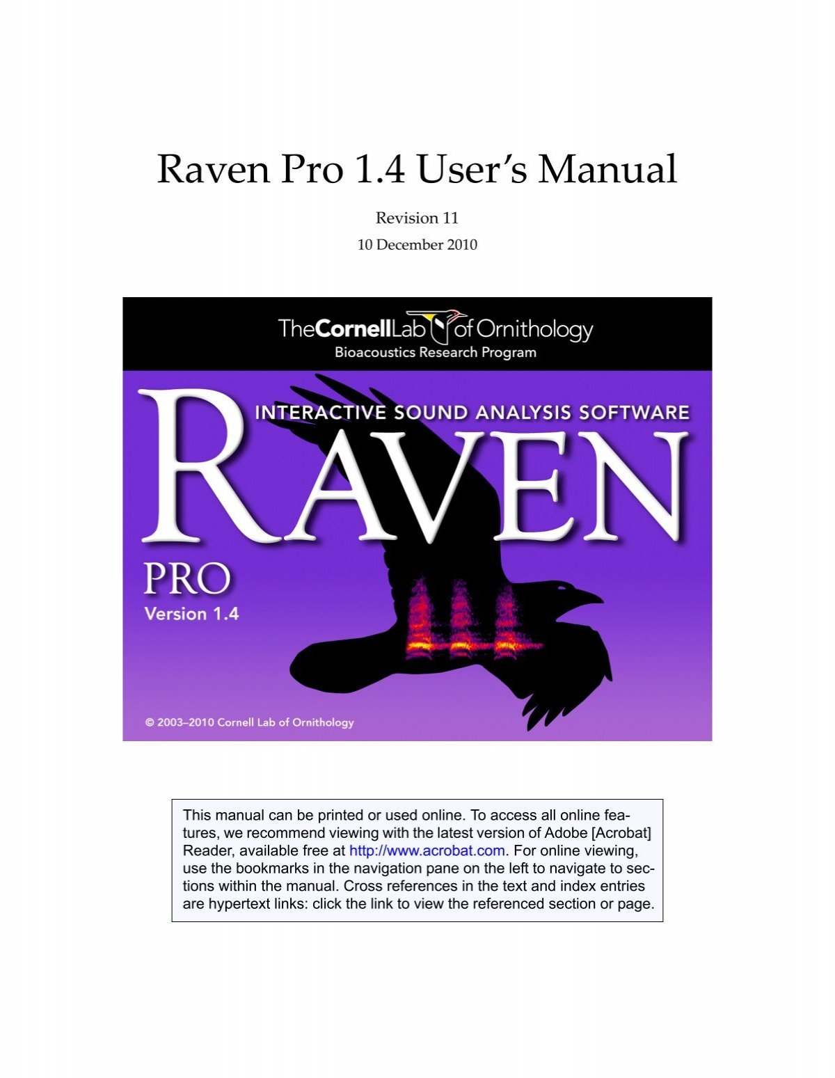 Raven Pro 1.6 – Cornell Lab of Ornithology Store