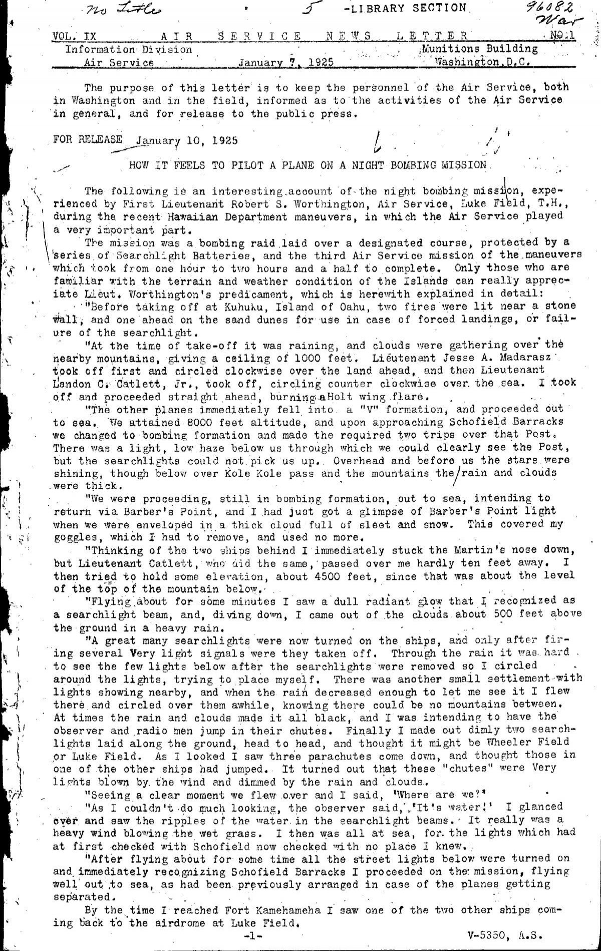 News Letter 1925 Jan-Jun - Air Force Historical Studies Office