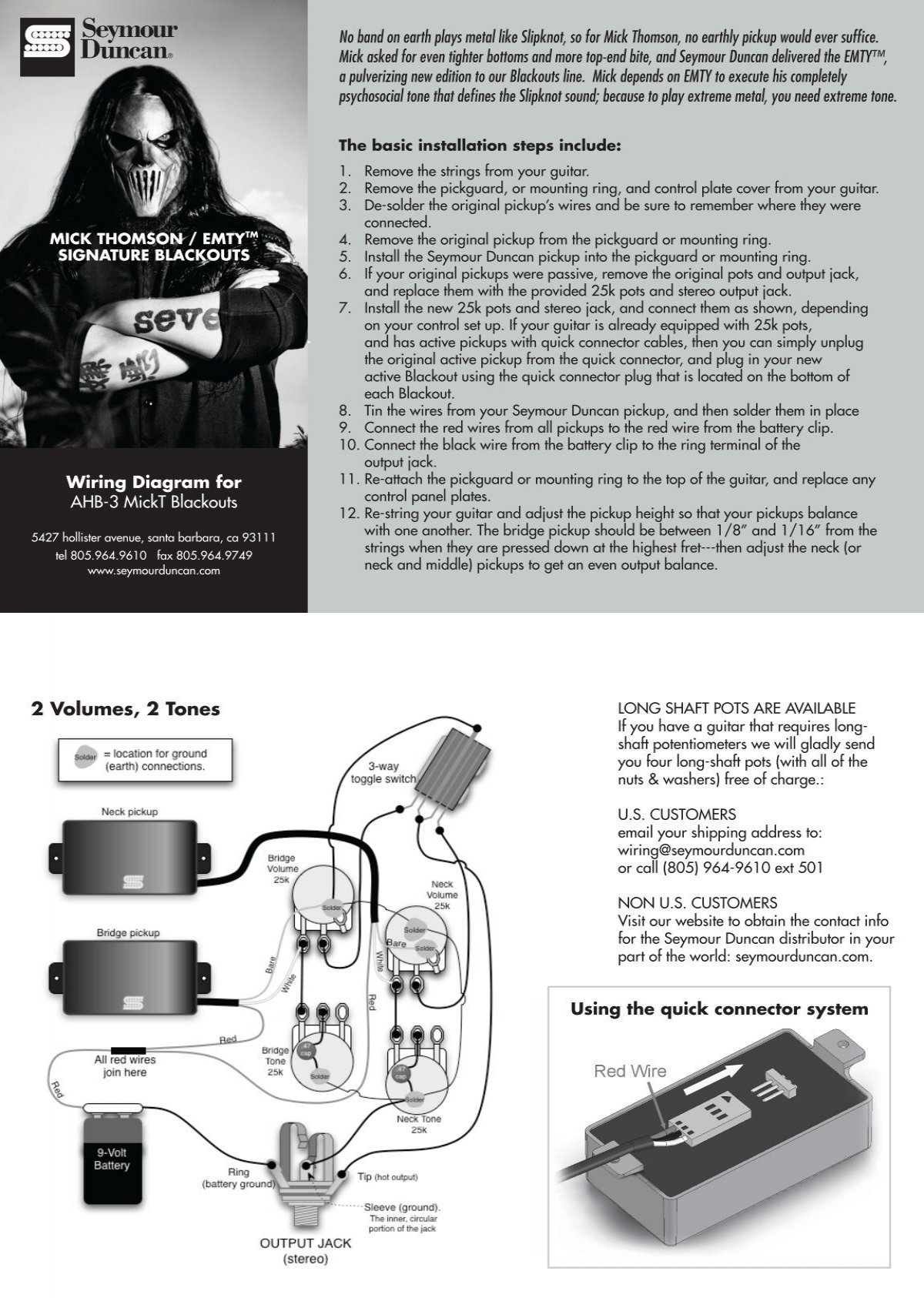 Wiring instructions - Seymour Duncan