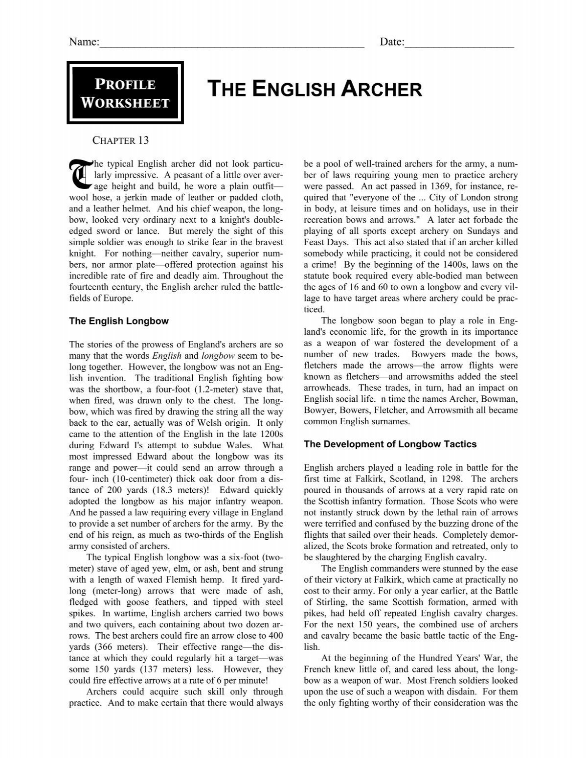 the-english-archer-profile-worksheet