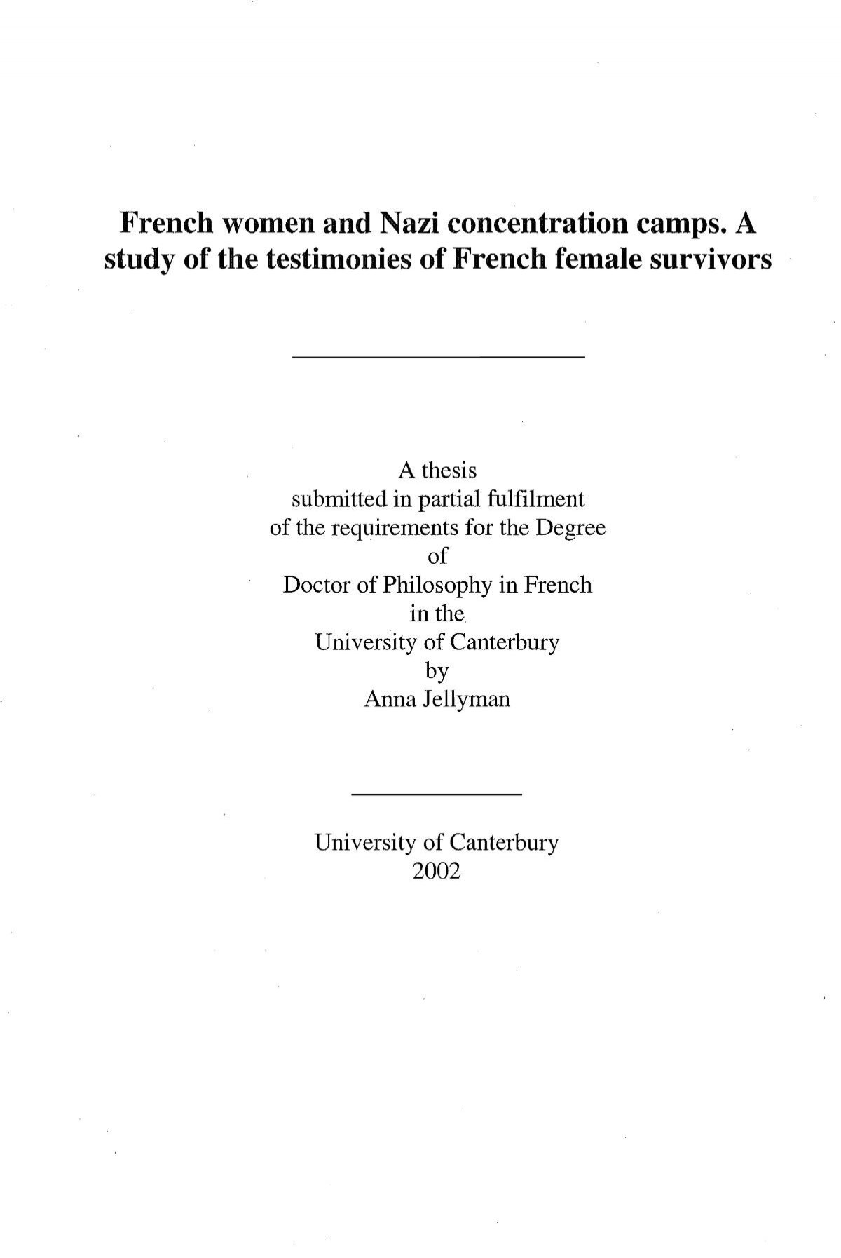 French Women And Nazi Concentration Camps University Of