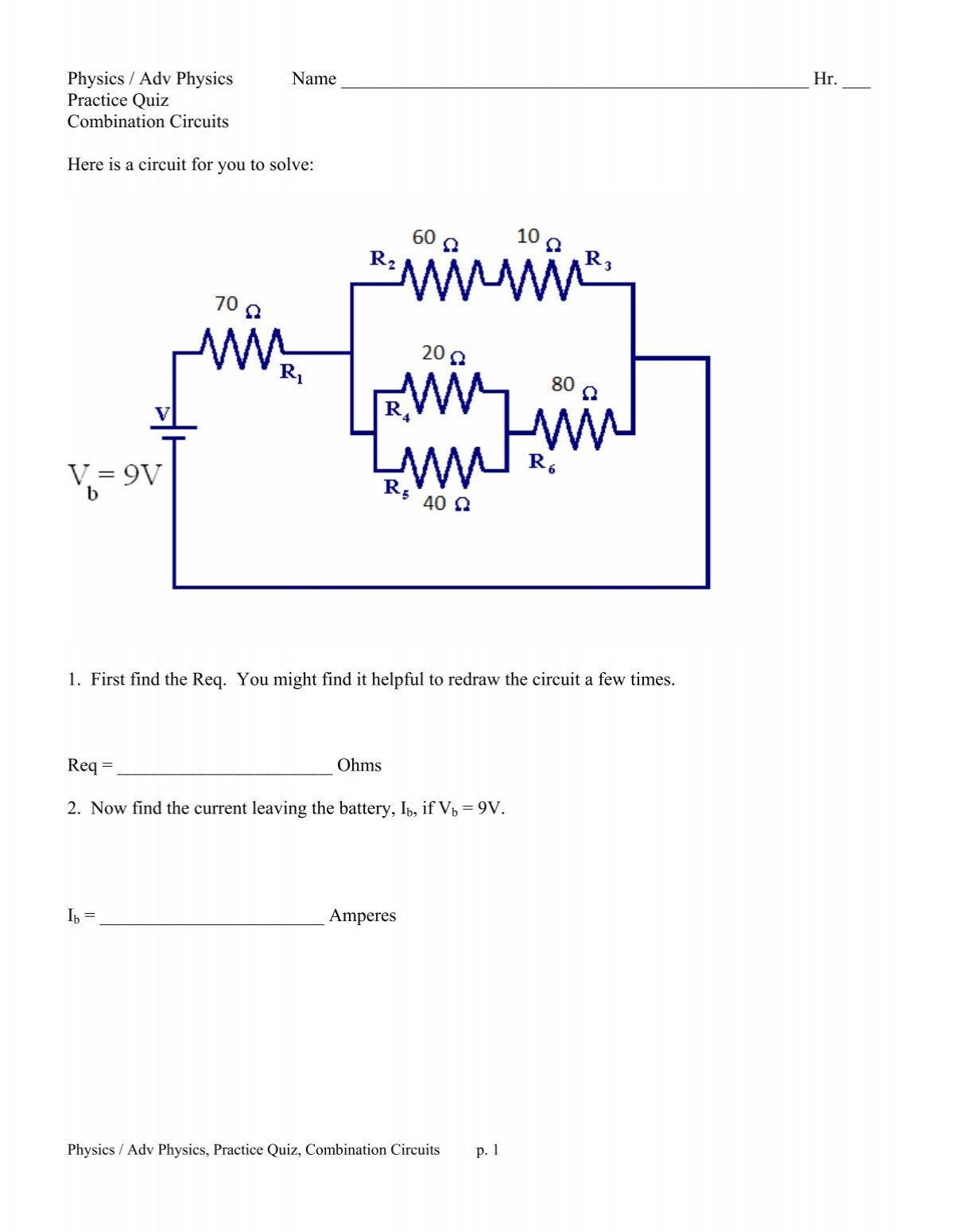 solve combination circuits