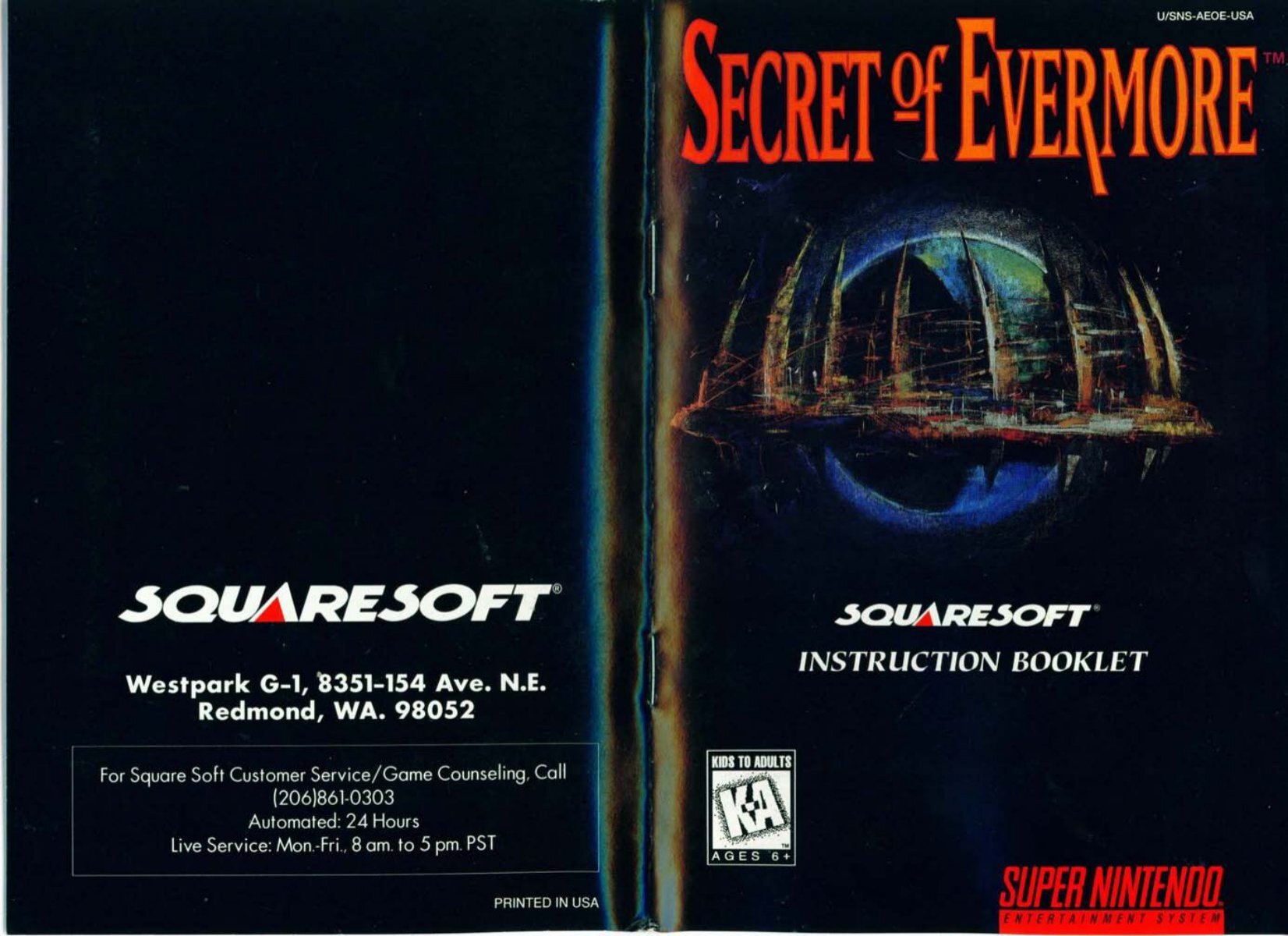 Secret Of Evermore Nintendo Snes Manual Gamesdbase Com
