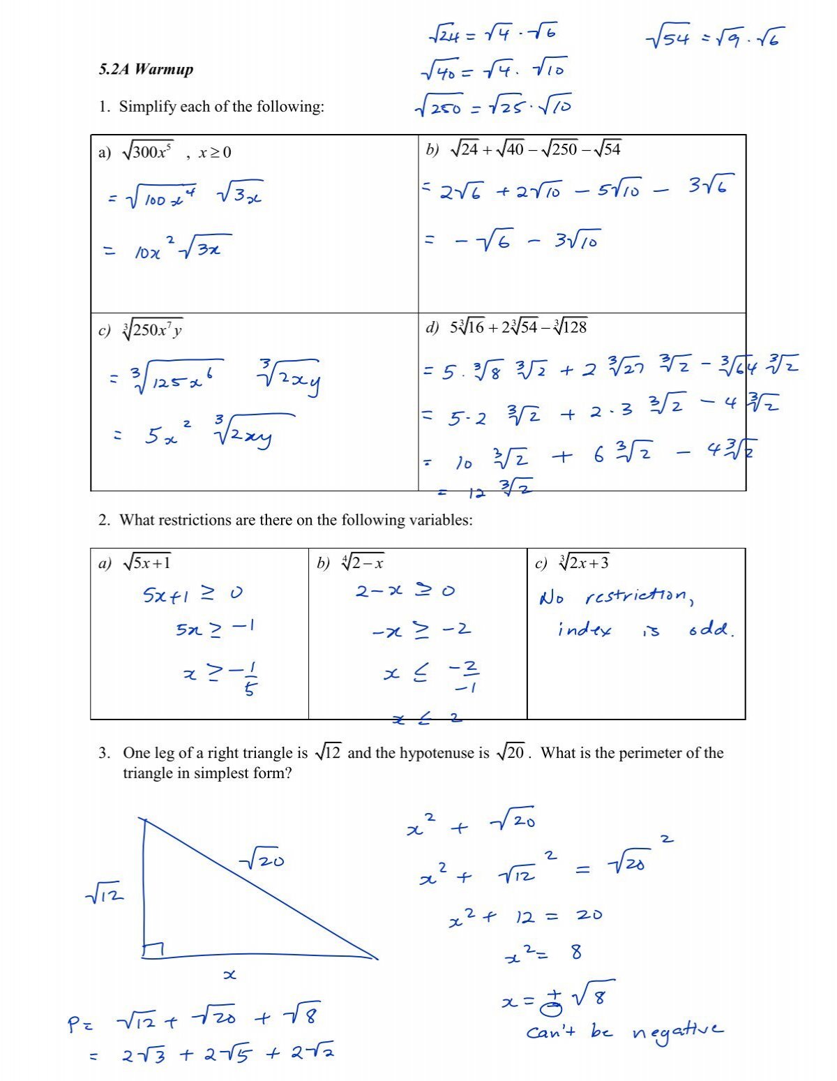 5 2A Multiplying and Dividing Radicals notes pdf