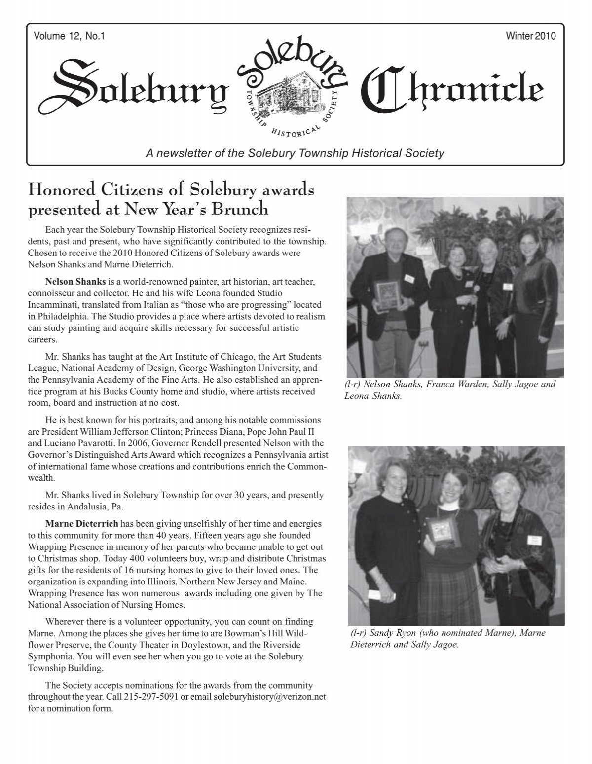 Winter 2010 - Solebury Township Historical Society