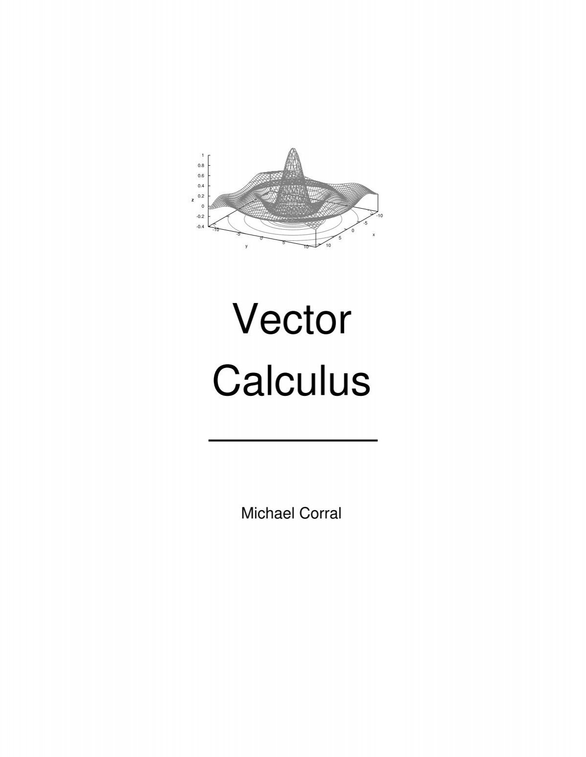 Vector Calculus Faculty Of Engineering