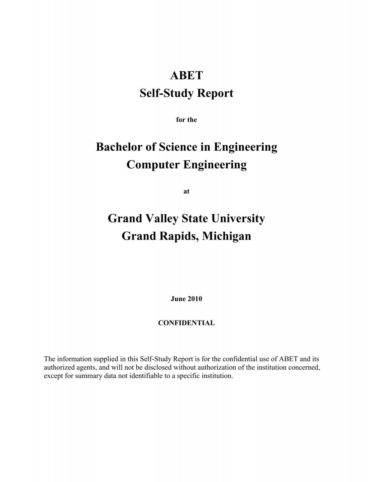 Abet Self Study Report Bachelor Of Science In Engineering