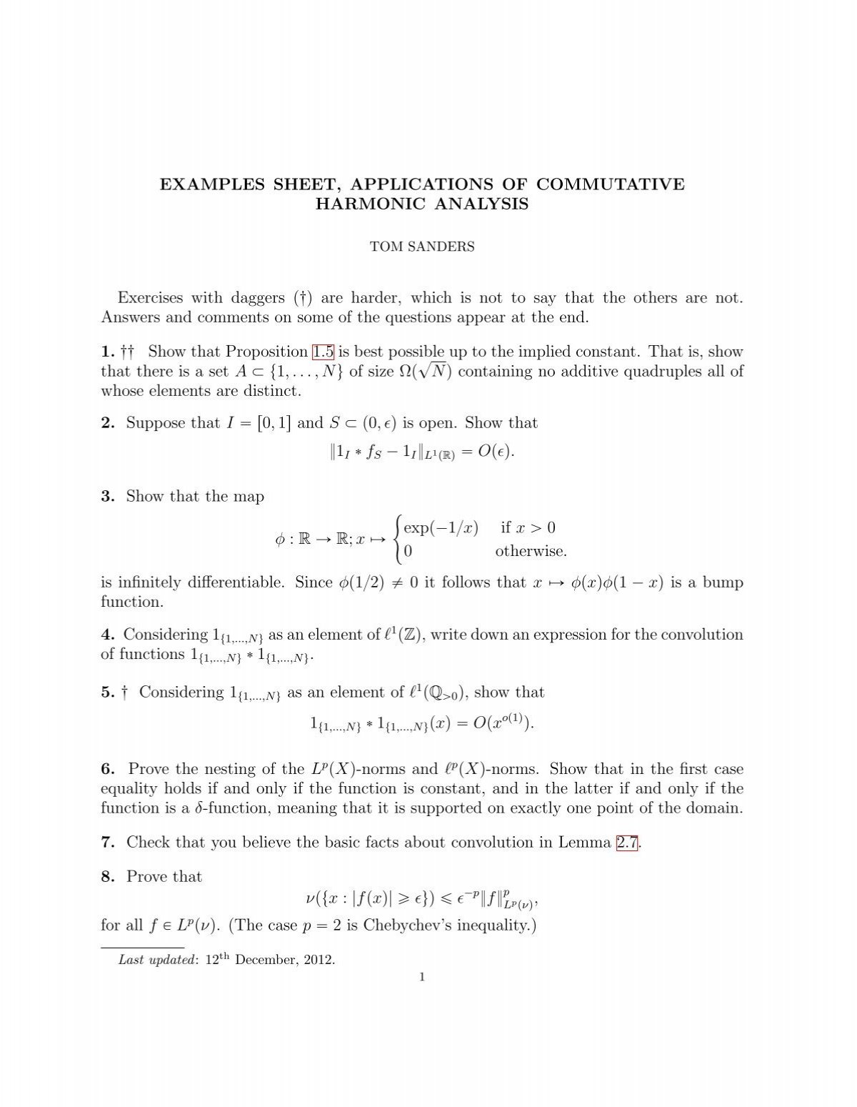 Examples Sheet Mathematical Institute University Of Oxford
