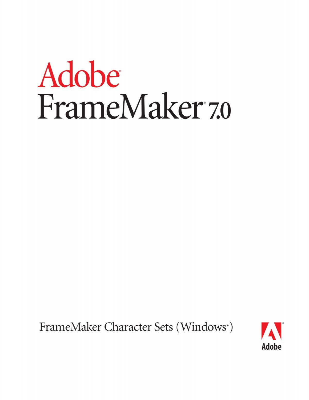 Framemaker Character Sets Windows Adobe