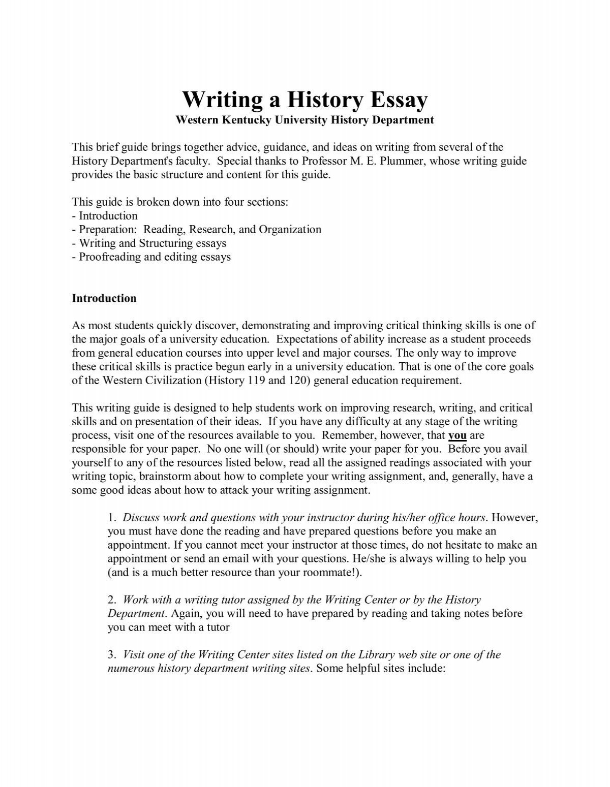 historical essay structure