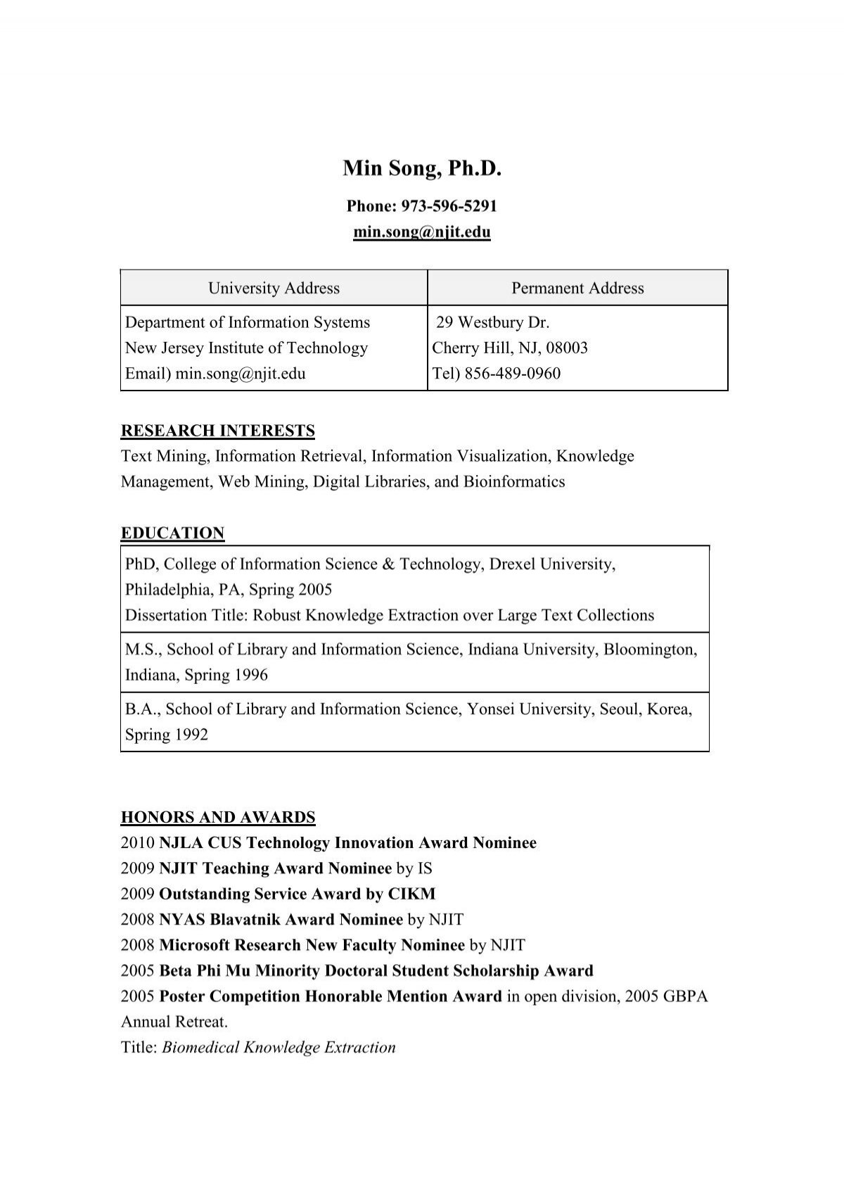 Pdf Min Song Ph D Njit New Jersey Institute Of Technology
