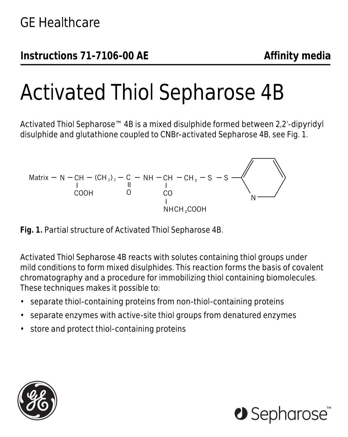 Activated Thiol Sepharose 4b