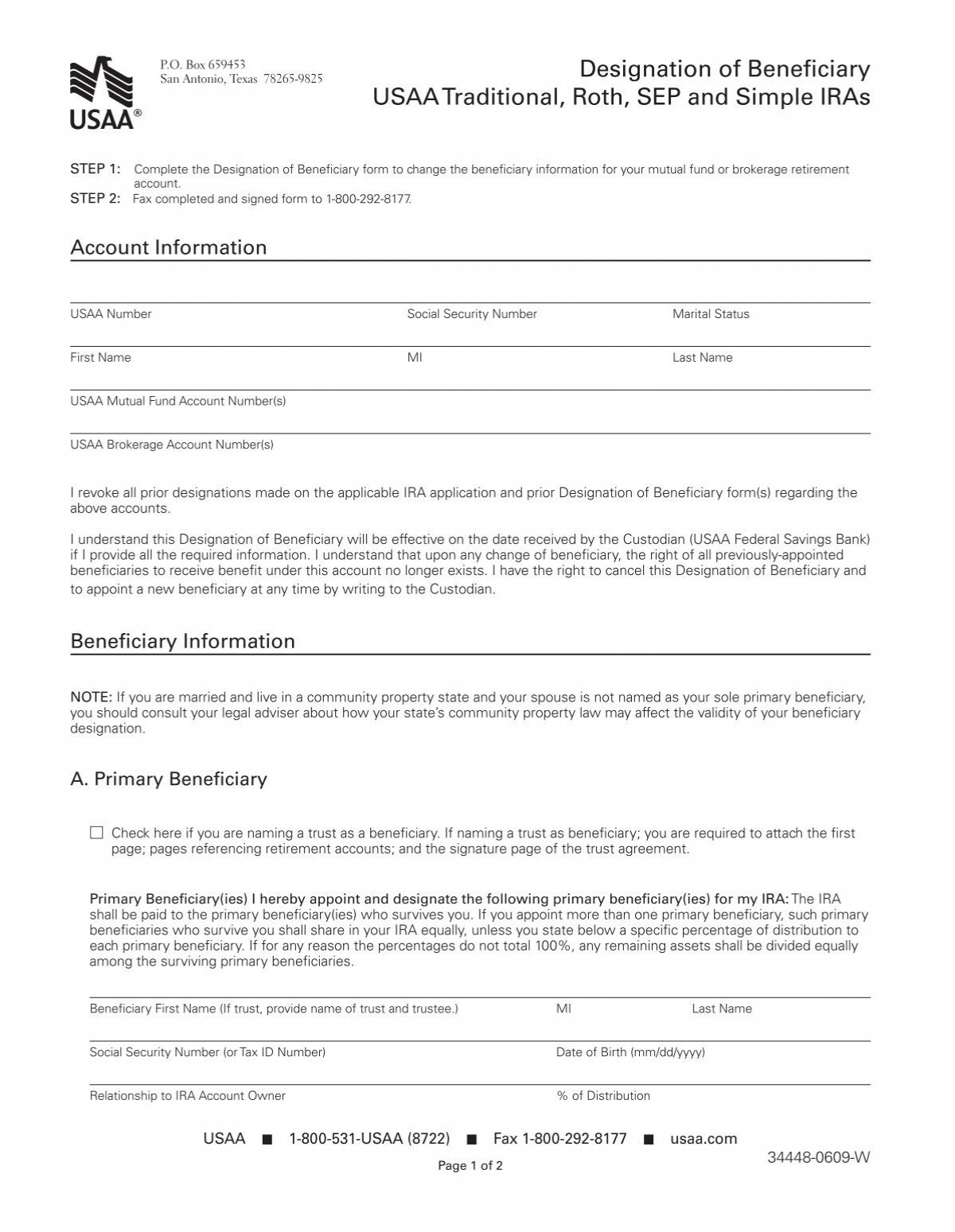 Usaa Beneficiary Designation Form