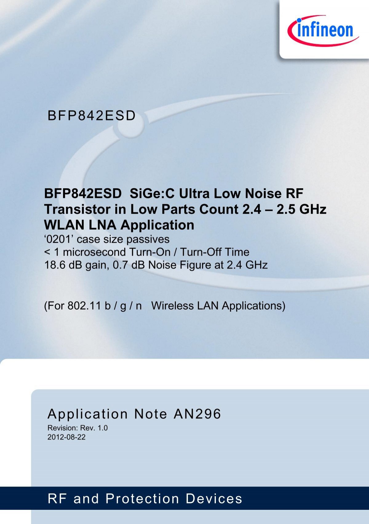 An296 2 4 2 5 Ghz Wlan Lna Using Bfp842esd Infineon