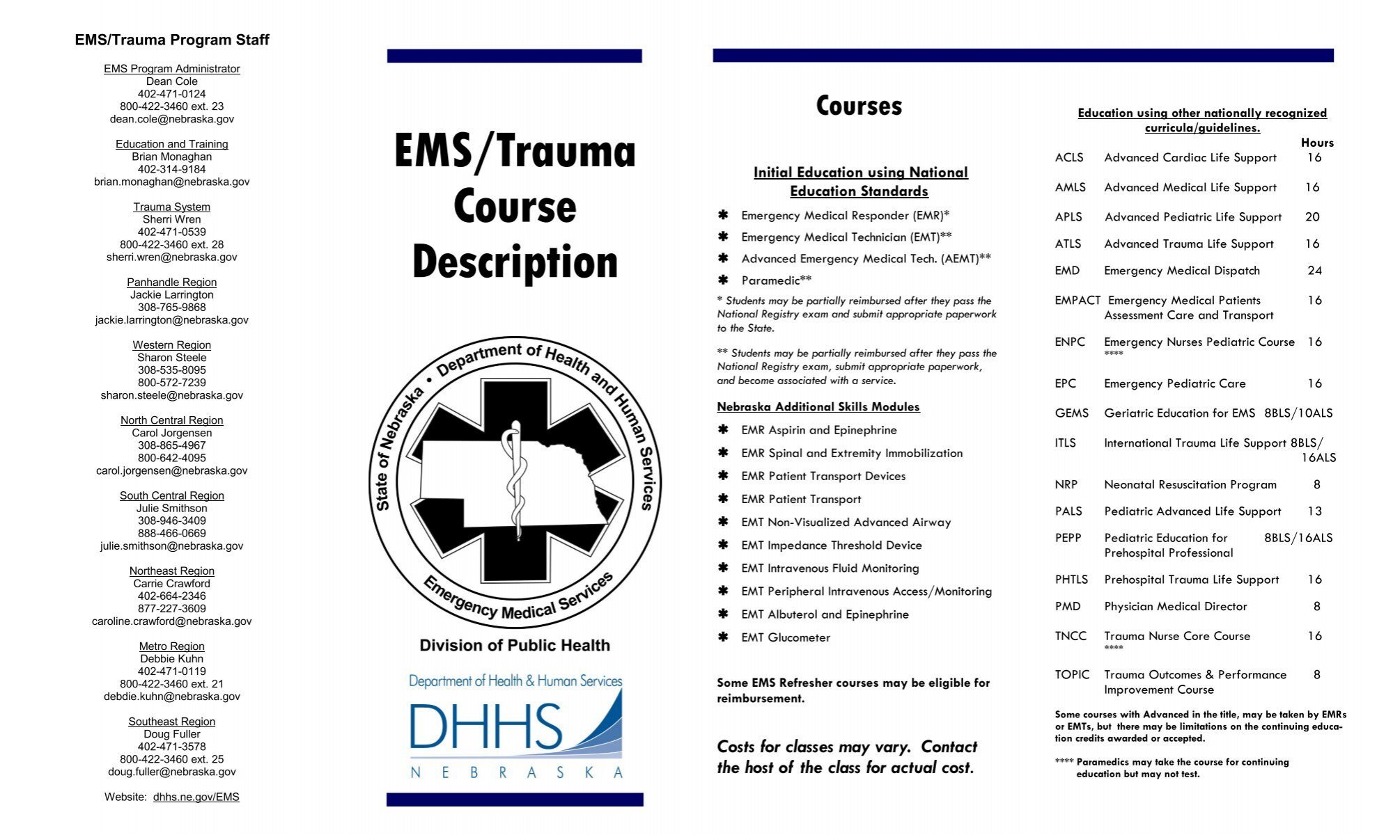 EMS/Trauma Course Description - Nebraska Health and Human