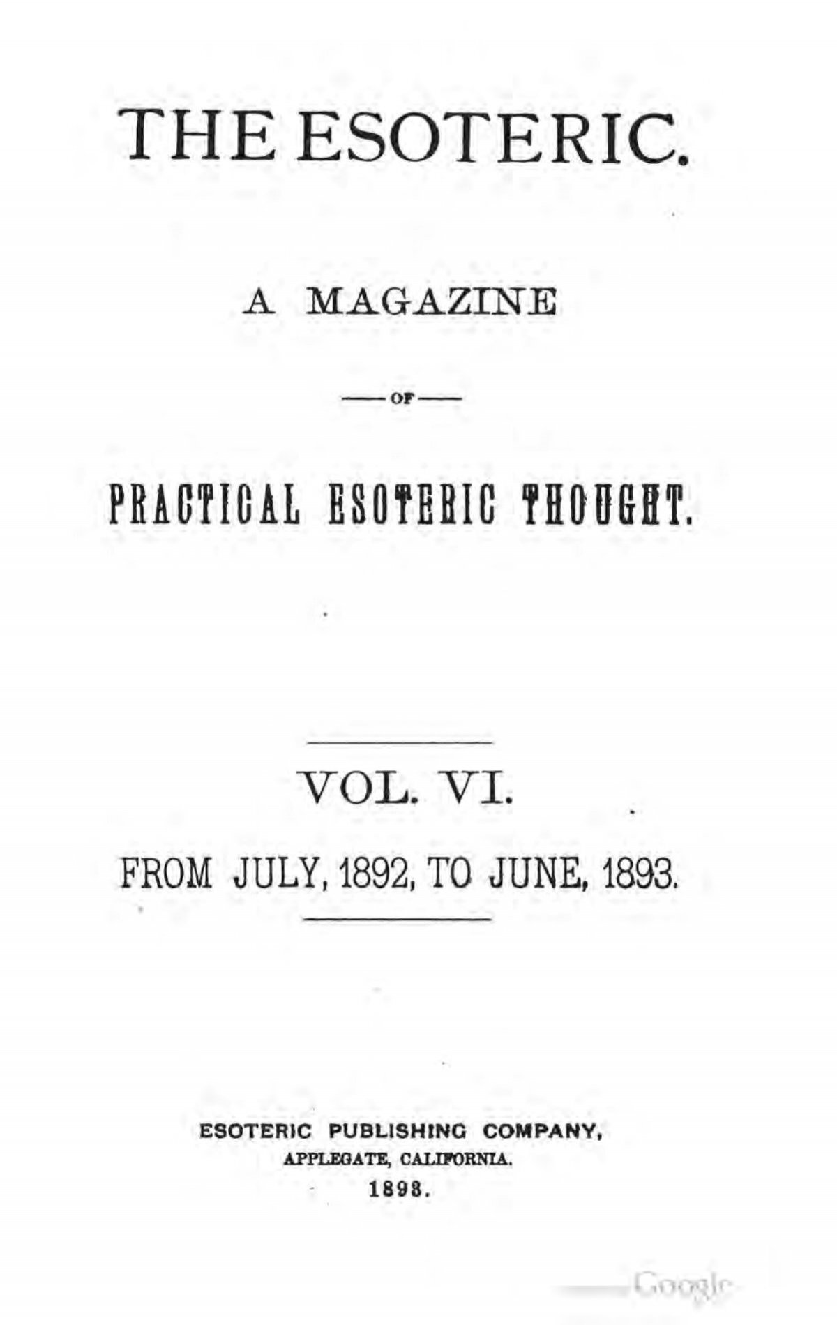 Esoteric V6: July 1892 - Iapsop.com