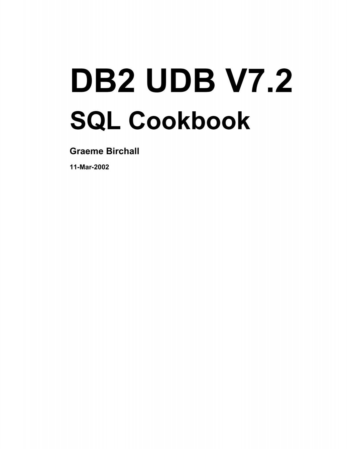DB2 UDB V7.2 SQL Cookbook