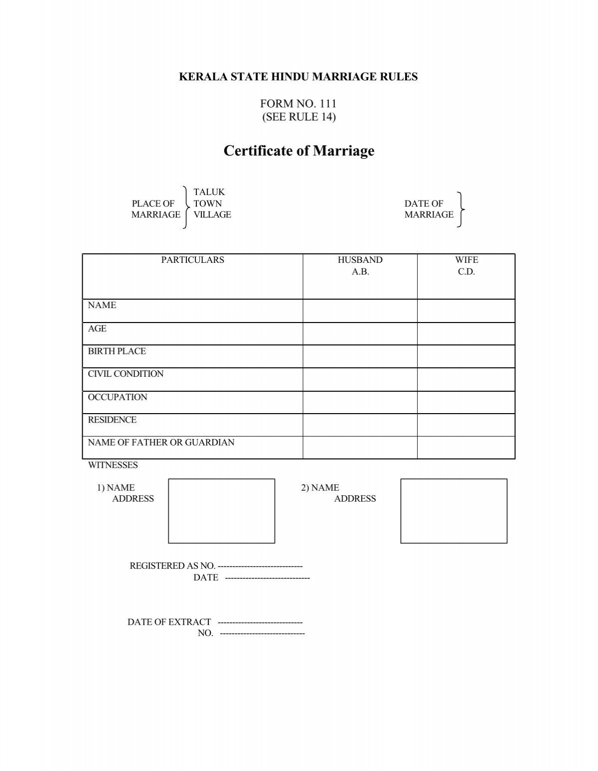 Marriage Certificate And Marriage Report Old Kerala Gov In