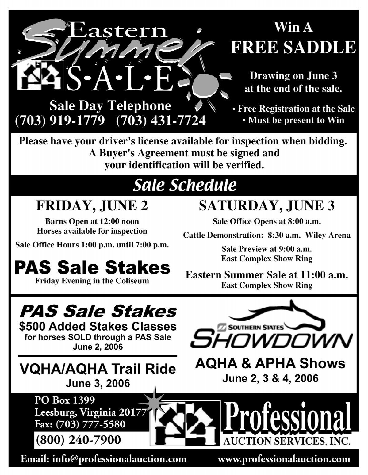 free saddle - Professional Auction Services, Inc.