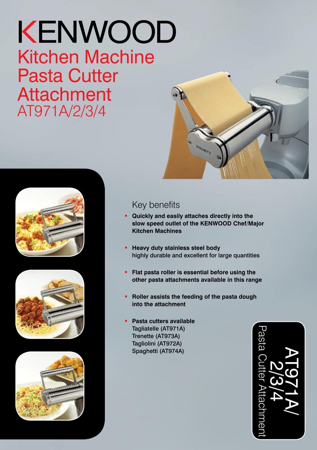 Kitchen Machine Pasta Cutter Attachment