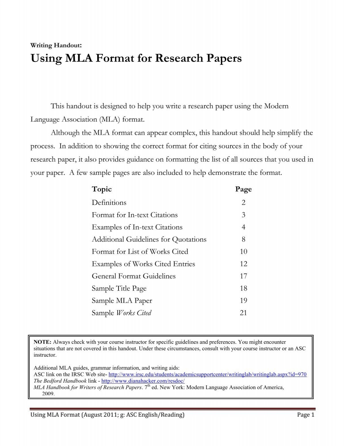 sample research paper mla pdf