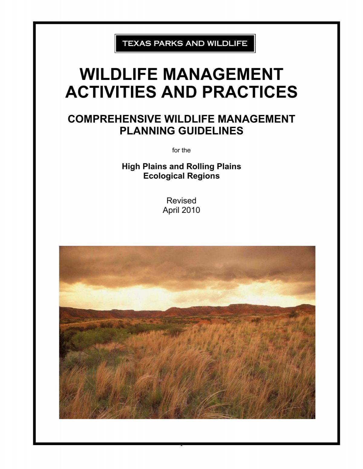 Wildlife Management Activities and Practices - Texas Parks
