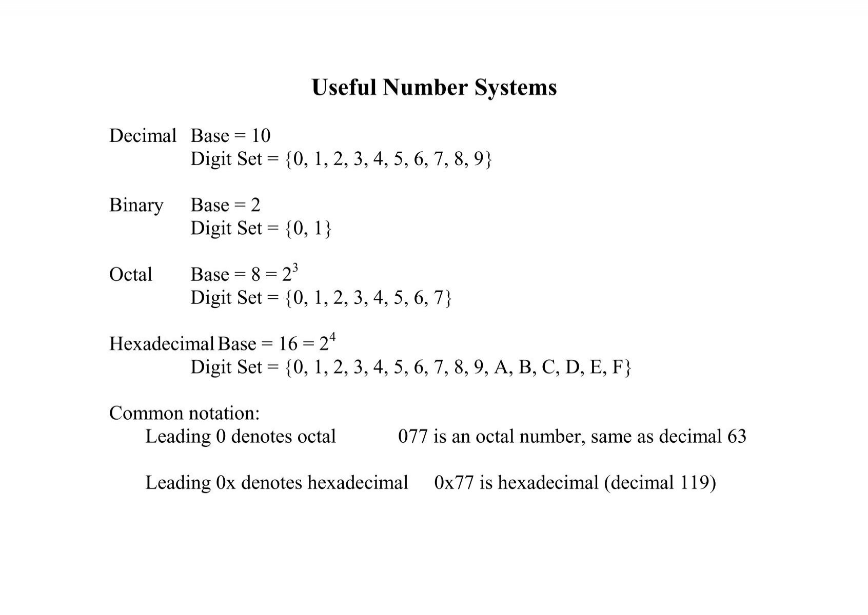 Useful Number Systems Edwardbosworth Com