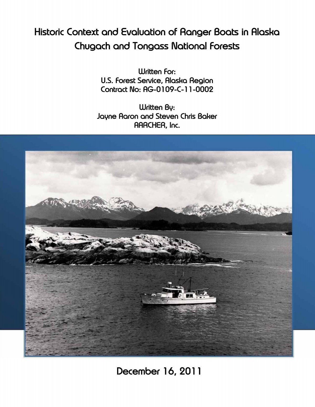 Historic Context and Evaluation of Ranger Boats in Alaska - City and