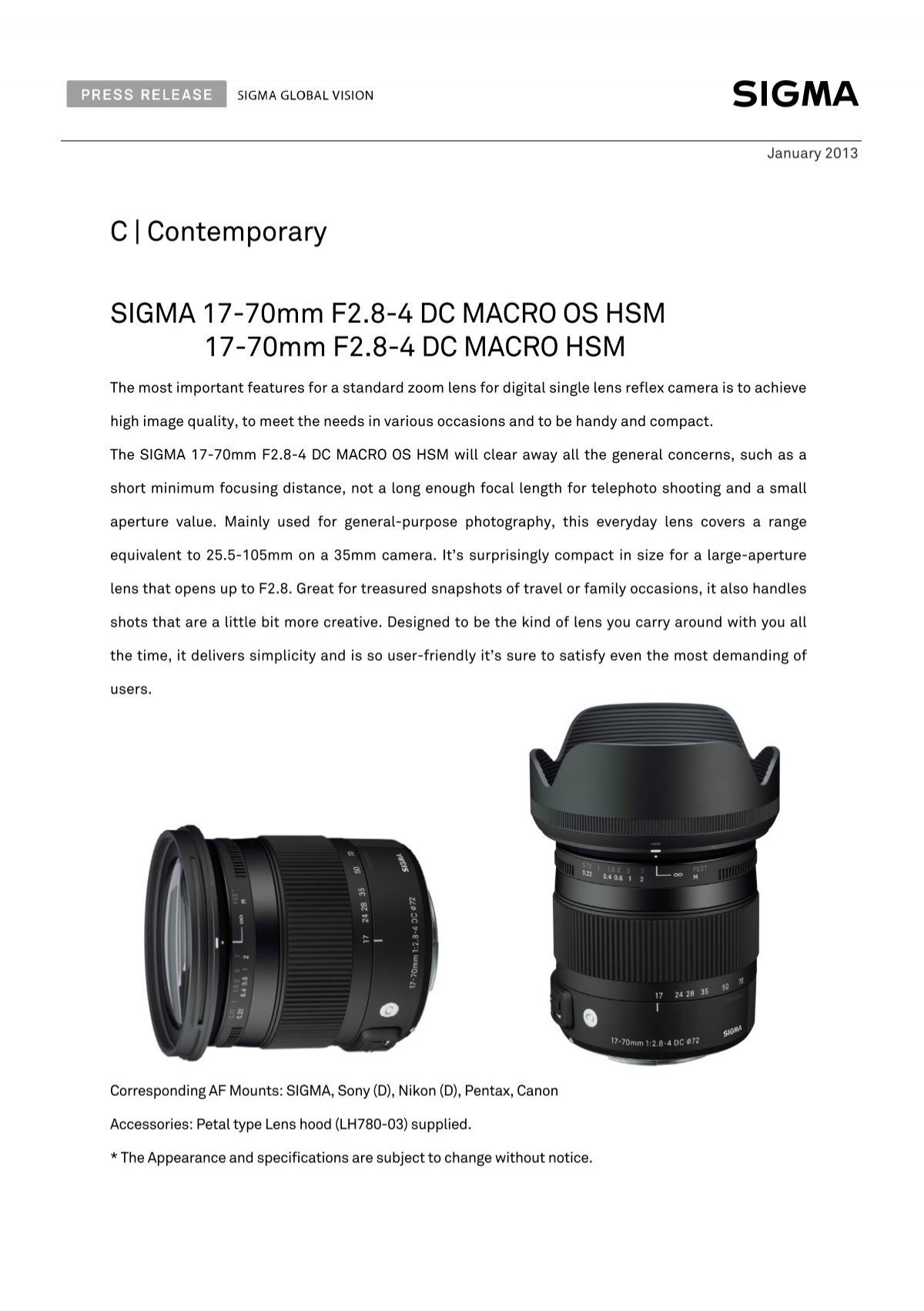 C | Contemporary SIGMA 17-70mm F2.8-4 DC MACRO OS HSM 17