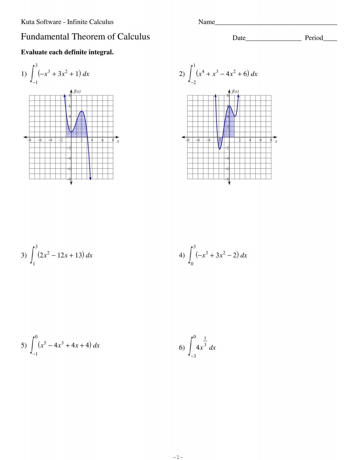 First Fundamental Theorem Of Calculus - Kuta Software